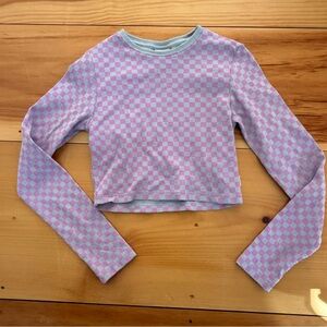 Afends Carlo Candy check cropped long sleeve shirt